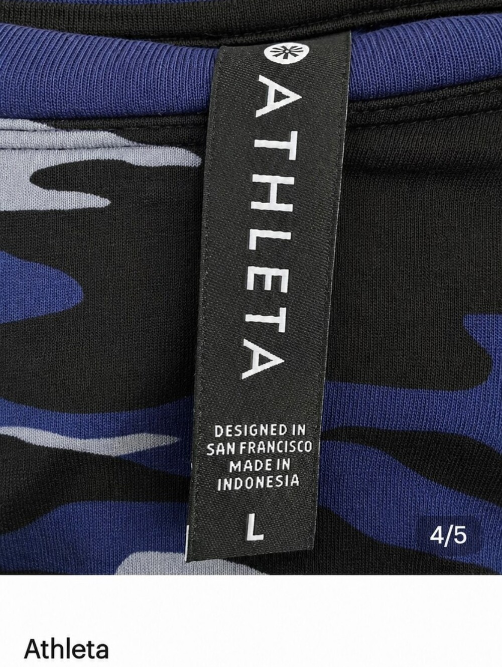 Athleta Woman'a Blue and Gray Camo Crewneck Size Large - Picture 3 of 4